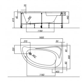 Ванна акриловая угловая Kolpa San Calando L 160x90 левая белый 570783