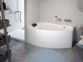 Ванна акрилова кутова PoolSpa колекція Nicole 150х80 L ліва з ніжками білий PWAOC10ZN000000