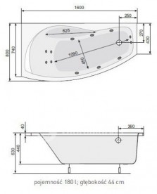 Ванна акрилова кутова PoolSpa колекція Nicole 160х80 L ліва з рамою білий PWAOE10ZS000000