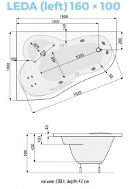 Ванна акриловая угловая PoolSpa коллекция Leda 160х100 L левая с рамой белый PWAH410ZS000000