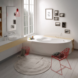 Ванна акриловая угловая PoolSpa коллекция Europa 165х105 L левая с рамой белый PWA4810ZS000000