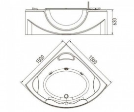 Ванна акриловая угловая Volle 150x150 см с подголовником и смесителем белый TS-103CC