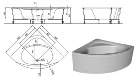 Ванна акрилова кутова вбудована Kolpa-San Orfeo 150x150 см білий 961780