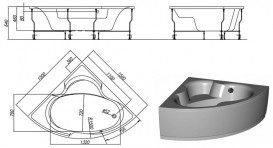 Ванна акриловая угловая встраиваемая Kolpa-San Alba 150x150 см белый 740100