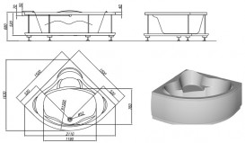 Ванна акрилова кутова вбудована Kolpa-San Loco 150x150 см білий 740890