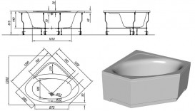 Ванна акриловая угловая встраиваемая Kolpa-San Evelin 120х120 см белый 593380