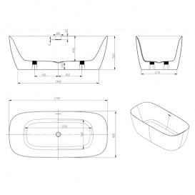 Ванна акриловая Volle 170х80 отдельностоящая с сифоном глянцевый белый 12-22-808