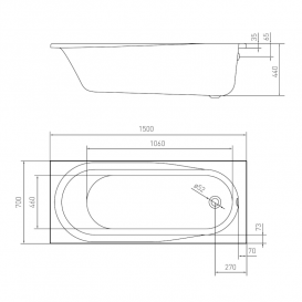 Ванна акрилова Volle Aiva 150х70 см білий TS-1576844