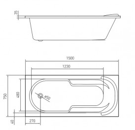 Ванна акрилова Volle Iberia 150х75 см білий TS-1572140