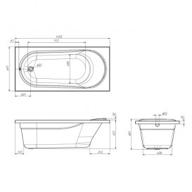 Ванна акриловая Volle Iberia 150x70 без ножек белый TS-1570481