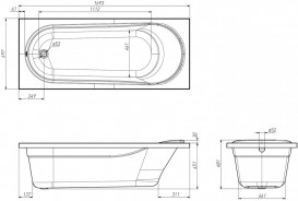 Ванна акриловая Volle Iberia 170x70 без ножек белый TS-1770481
