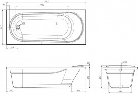 Ванна акриловая Volle Iberia 170x75 без ножек белый TS-1775481