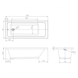 Ванна акриловая Volle Libra 170х70 прямоугольная белый TS-1770458