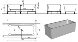 Ванна акрилова вбудована прямокутна Kolpa-San Bell 190x90 см білий 961770