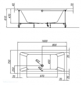 Ванна акриловая встраиваемая прямоугольная Kolpa-San Elektra 160x75 см белый 740700