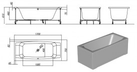 Ванна акрилова вбудована прямокутна Kolpa-San Aida 170x75 см білий 993290