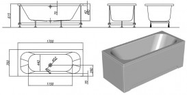 Ванна акриловая встраиваемая прямоугольная Kolpa-San Destiny 170x70 см белый 571020