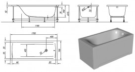 Ванна акриловая встраиваемая прямоугольная Kolpa-San Evelin 170x75 см белый 593070