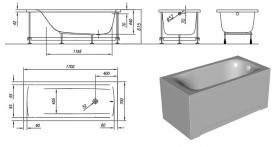 Ванна акрилова вбудована прямокутна Kolpa-San Evelin 170x70 см білий 593340