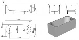 Ванна акриловая встраиваемая прямоугольная Kolpa-San Tamia 170х70 см белый 992230