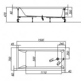 Ванна акриловая встраиваемая прямоугольная Kolpa-San Figaro 150x70 см белый 757630
