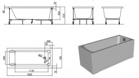 Ванна акрилова вбудована прямокутна Kolpa-San Adela 160х70 см білий 740790