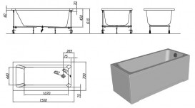 Ванна акриловая встраиваемая прямоугольная Kolpa-San Adela 150х70 см белый 740740