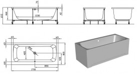 Ванна акрилова вбудована прямокутна Kolpa-San Bell 170x80 см білий 961750