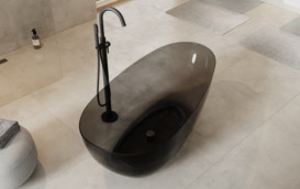 Ванна Besco Xara 160х75 см із сифоном клік-клак хром ResiCast Carbon Grey #WAX-160-CGC