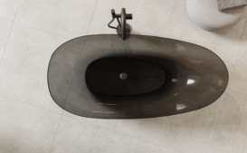 Ванна Besco Xara 160х75 см із сифоном клік-клак хром ResiCast Carbon Grey #WAX-160-CGC