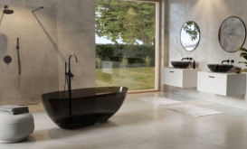 Ванна Besco Xara 160х75 см с сифоном клик-клак черный мат ResiCast Carbon Grey #WAX-160-CGB