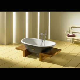 Ванна чавунна Roca Newcast 170х85 см 222 л з покриттям чорна зовні A233650002