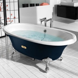 Ванна чугунная Roca Newcast 170х85 см 222 л с противоскользящим покрытием синяя снаружи A233650004