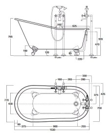 Ванна чугунная Simas Vasche отдельностоящая 153х77 см белый 30100