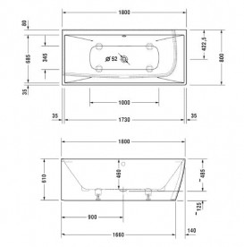 Ванна Duravit DuraSquare из искусственного камня DuraSolid 180х80 см белый 700427000000000