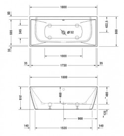 Ванна Duravit DuraSquare зі штучного каменю DuraSolid 180х80 см білий 700429000000000