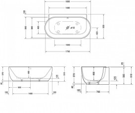 Ванна Duravit Luv из искусственного камня DuraSolid 180х95 см белый 700433000000000