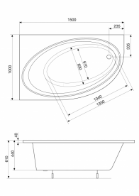 Ванна гидромассажная акриловая асимметричная Roca Orbita Smart Air Plus левая 150х100 см белый A24T203000