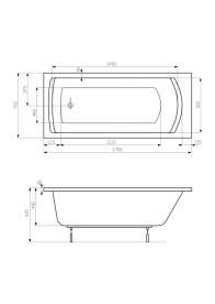 Ванна гідромасажна акрилова прямокутна Roca Linea Effects Titanium 170х75 см білий A24T049000