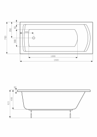 Ванна гидромассажная акриловая прямоугольная Roca Linea Smart WaterAir Plus 160х70 см белый A24T022000