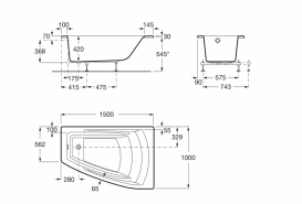 Ванна гидромассажная акриловая угловая Roca Hall WaterAir Plus Option 150х100 см правая белый A24T408000