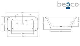 Ванна из искусственного камня Besco Assos 160х70 см с сифоном клик-клак хром Mineral DuraBe белый глянцевый #WMD-160-A