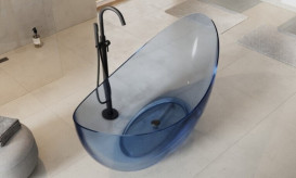 Ванна Besco Axya 180х80 см с сифоном клик-клак хром ResiCast Blue Wave #WAA-180-BWC