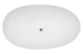 Ванна зі штучного каменю Besco Siya 172х100 см із сифоном клік-клак золото Mineral DuraBe чорний матовий/білий глянсовий #WMMC-172SKG