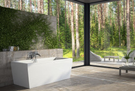 Ванна из искусственного камня Besco Vena 170х75 см с сифоном клик-клак хром санитарный композит белый глянцевый #WKVE-170-WS