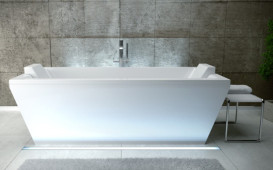Ванна зі штучного каменю Besco Vera 180х80 см із сифоном клік-клак хром санітарний композит білий #WKV-180-WO