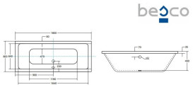 Ванна зі штучного каменю Besco Vera 180х80 см із сифоном клік-клак хром санітарний композит білий #WKV-180-WZ