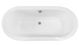 Ванна зі штучного каменю Besco Victoria 160х75 см із сифоном клік-клак хром санітарний композит білий глянсовий #WKV-160-WO