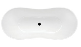 Ванна из искусственного камня Besco Viya 160х70 см с сифоном клик-клак хром Mineral DuraBe белый глянцевый #WMD-160-V