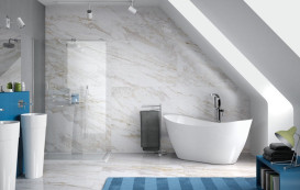 Ванна зі штучного каменю Besco Viya 170х72 см із сифоном клік-клак хром Mineral DuraBe білий глянсовий #WMD-170-V